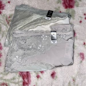 2 MICROFIBER & LACE TRIM CHEEKSTER PANTIES